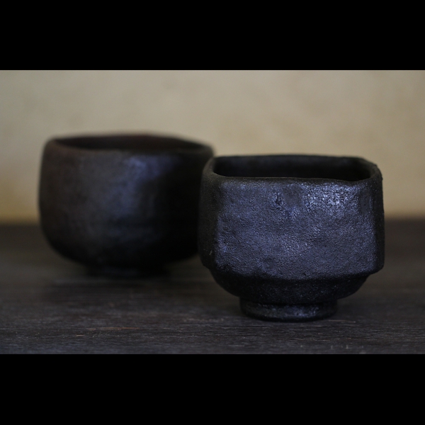 大前悟/黒四方茶碗　黒茶碗